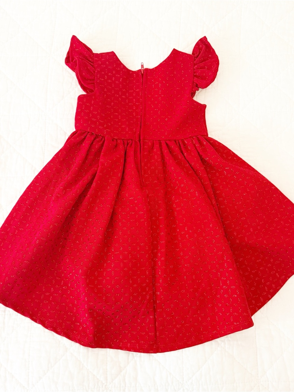 Rare Editions Kids 2T Red Sparkle Glitter Girls' Dress - Picture 4 of 4
